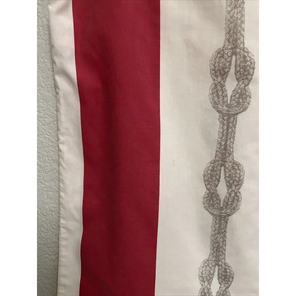 Vintage Nautical Stripe Red Ivory Knot Twin Comforter Duvet & Sham Beach Cottage